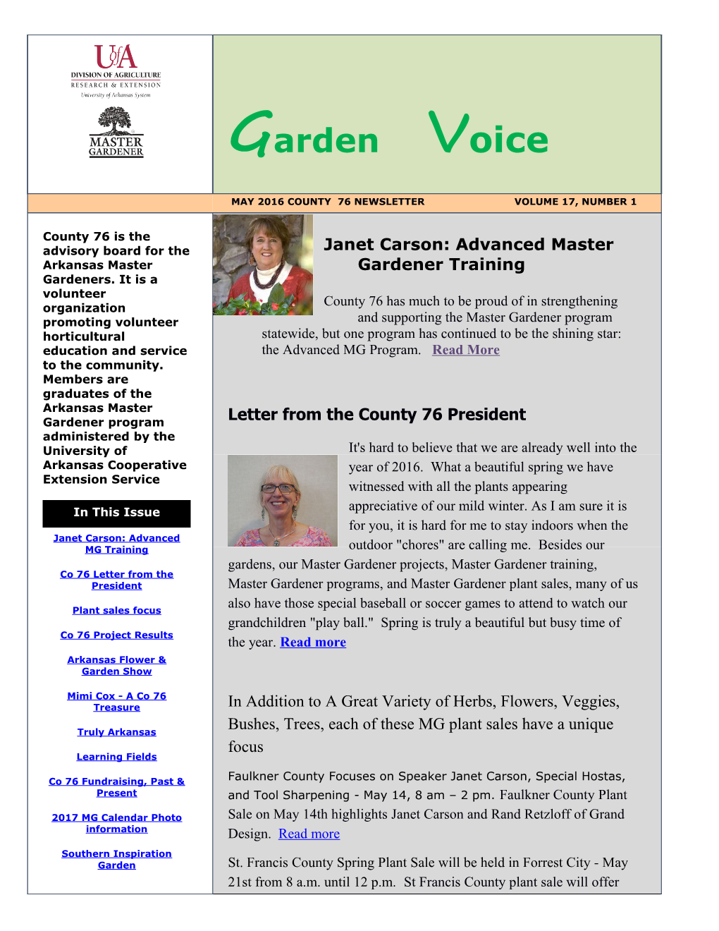 Janet Carson: Advanced Master Gardener Training