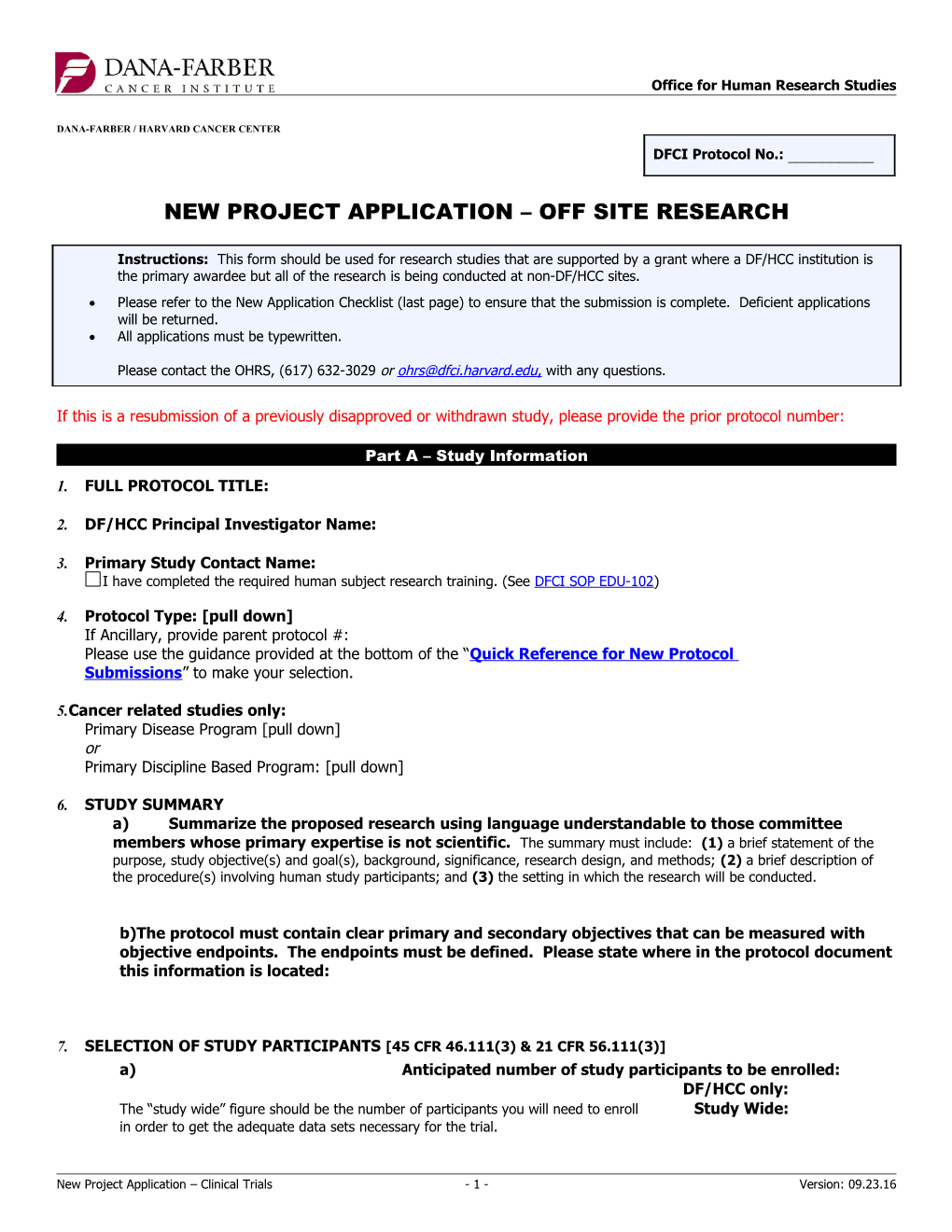 New Project Application - Clinical Trials