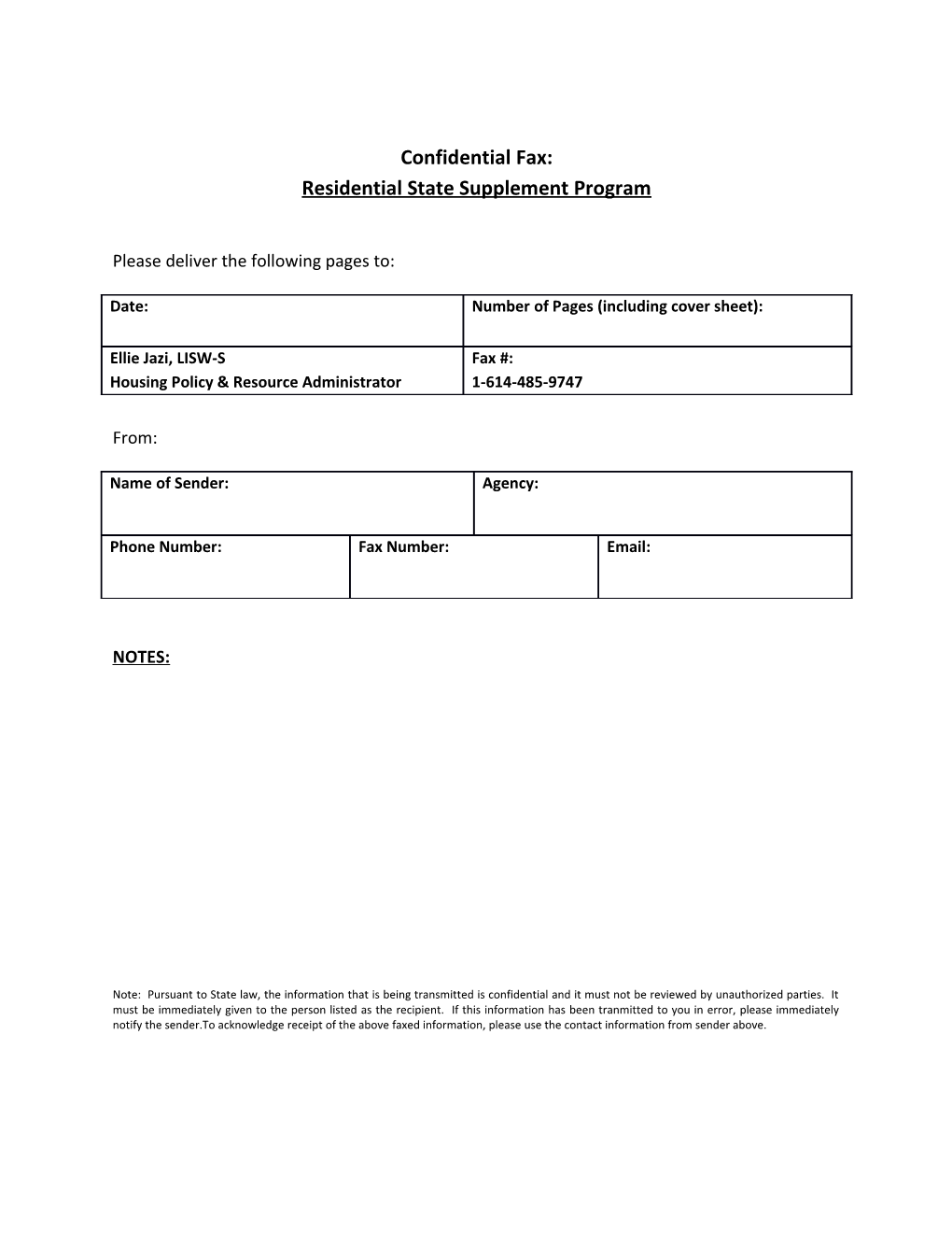 Residential State Supplement Program