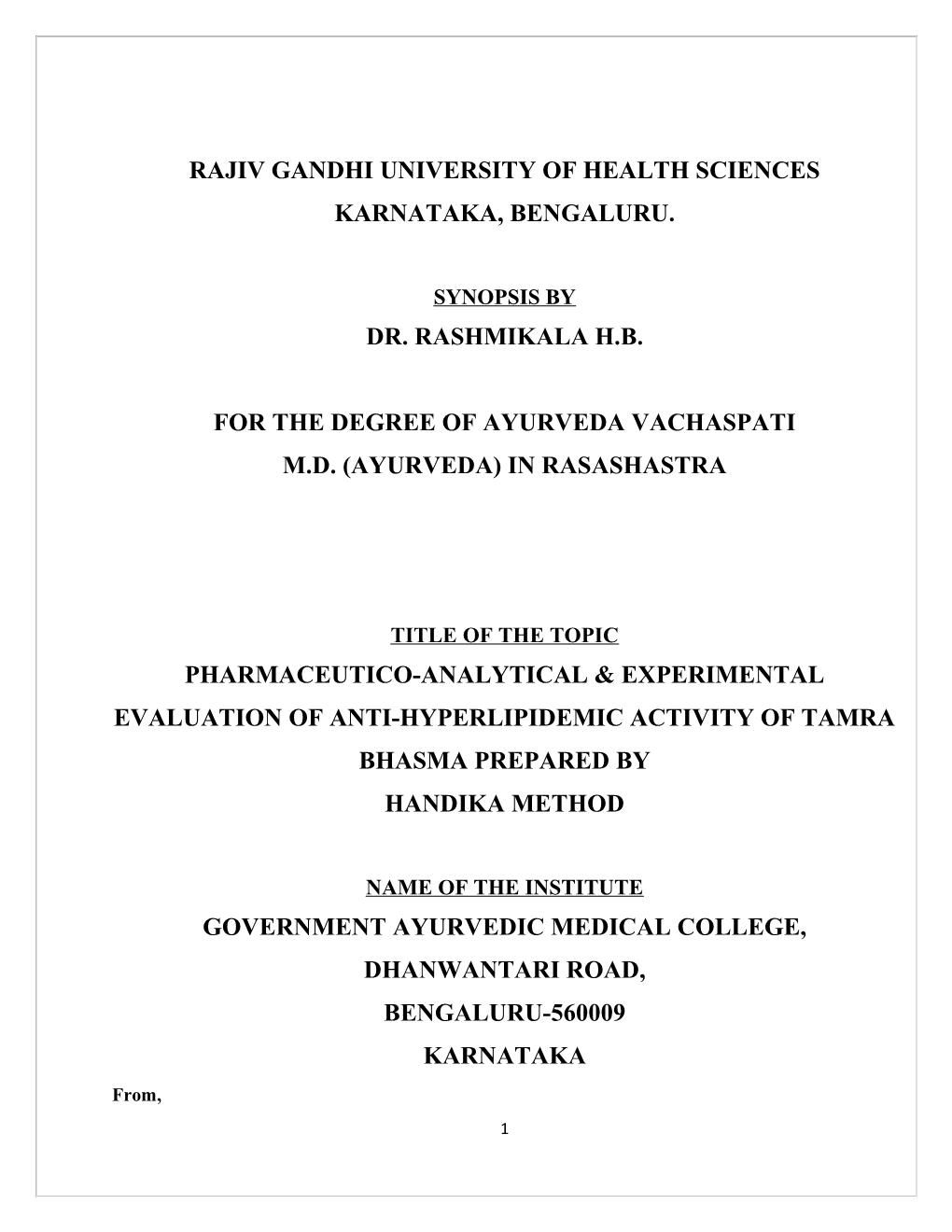 Rajiv Gandhi University of Health Sciences s274
