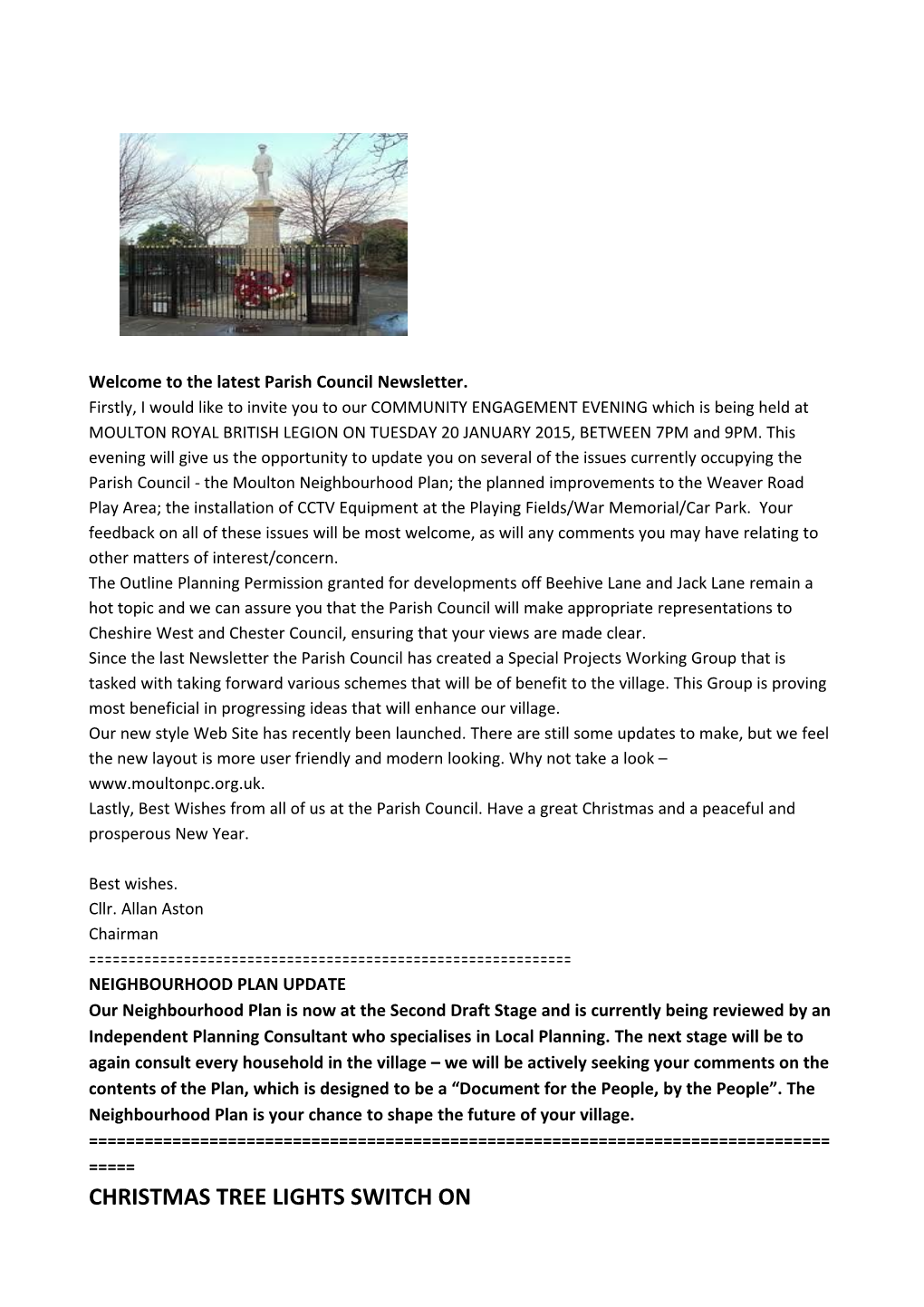 Welcome to the Latest Parish Council Newsletter