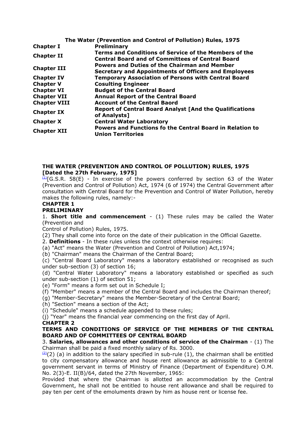 The Water (Prevention and Control of Pollution) Rules, 1975