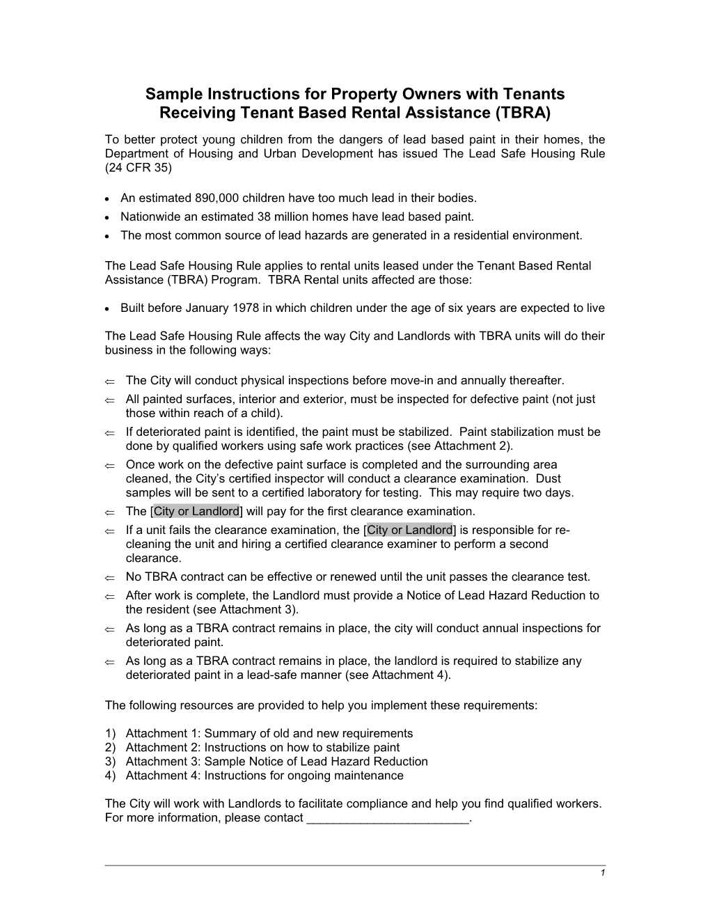 Sample Instructions for Property Owners with Tenants Receiving Tenant Based Rental Assistance