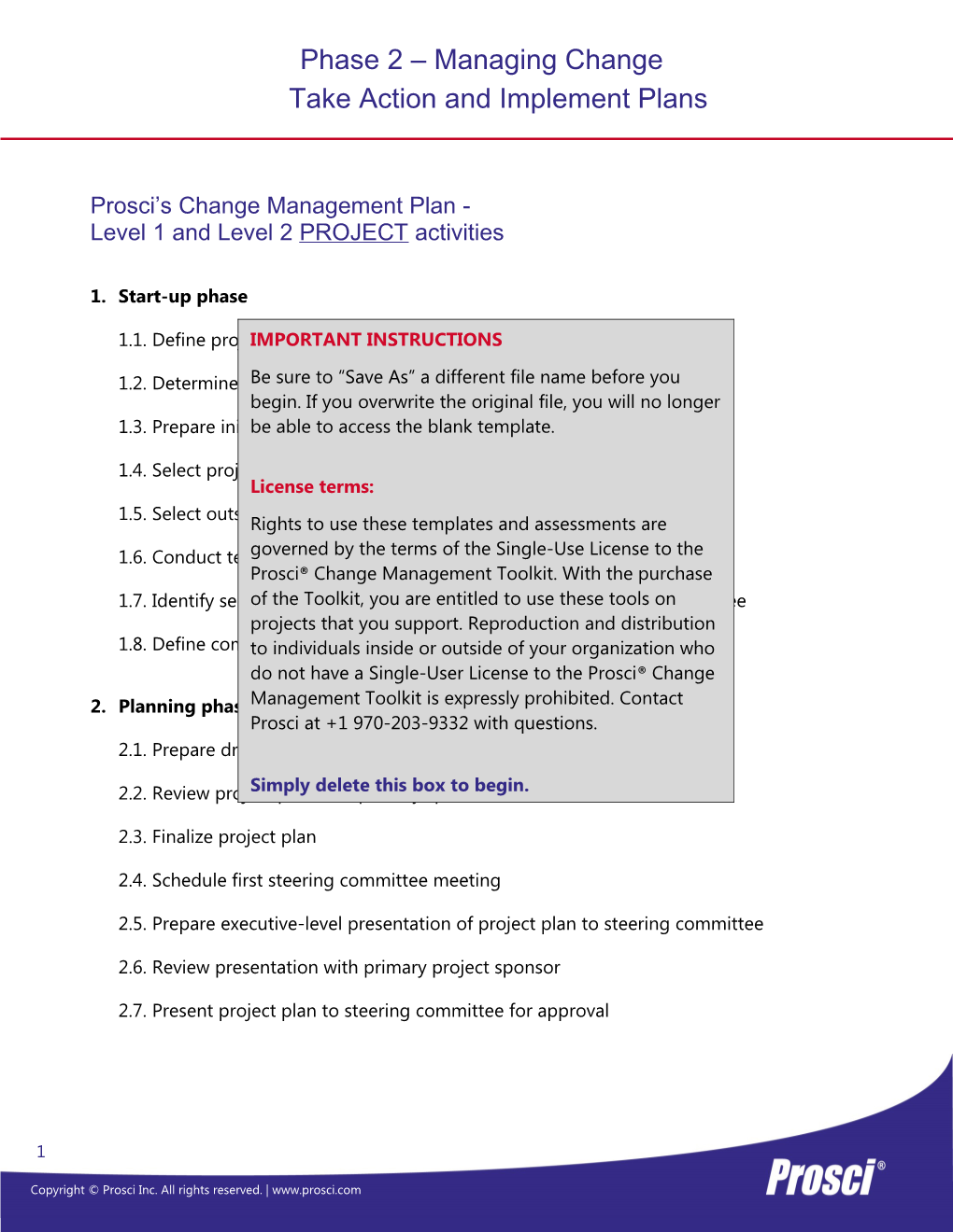 Phase 2 Managing Changetake Action and Implement Plans
