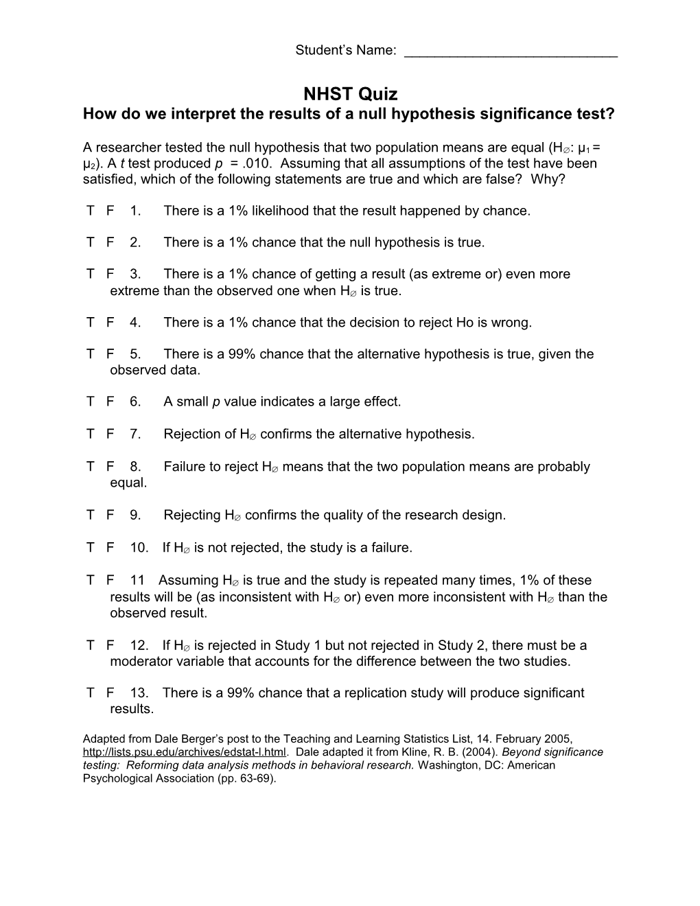 How Do We Interpret the Results of a Null Hypothesis Significance Test?