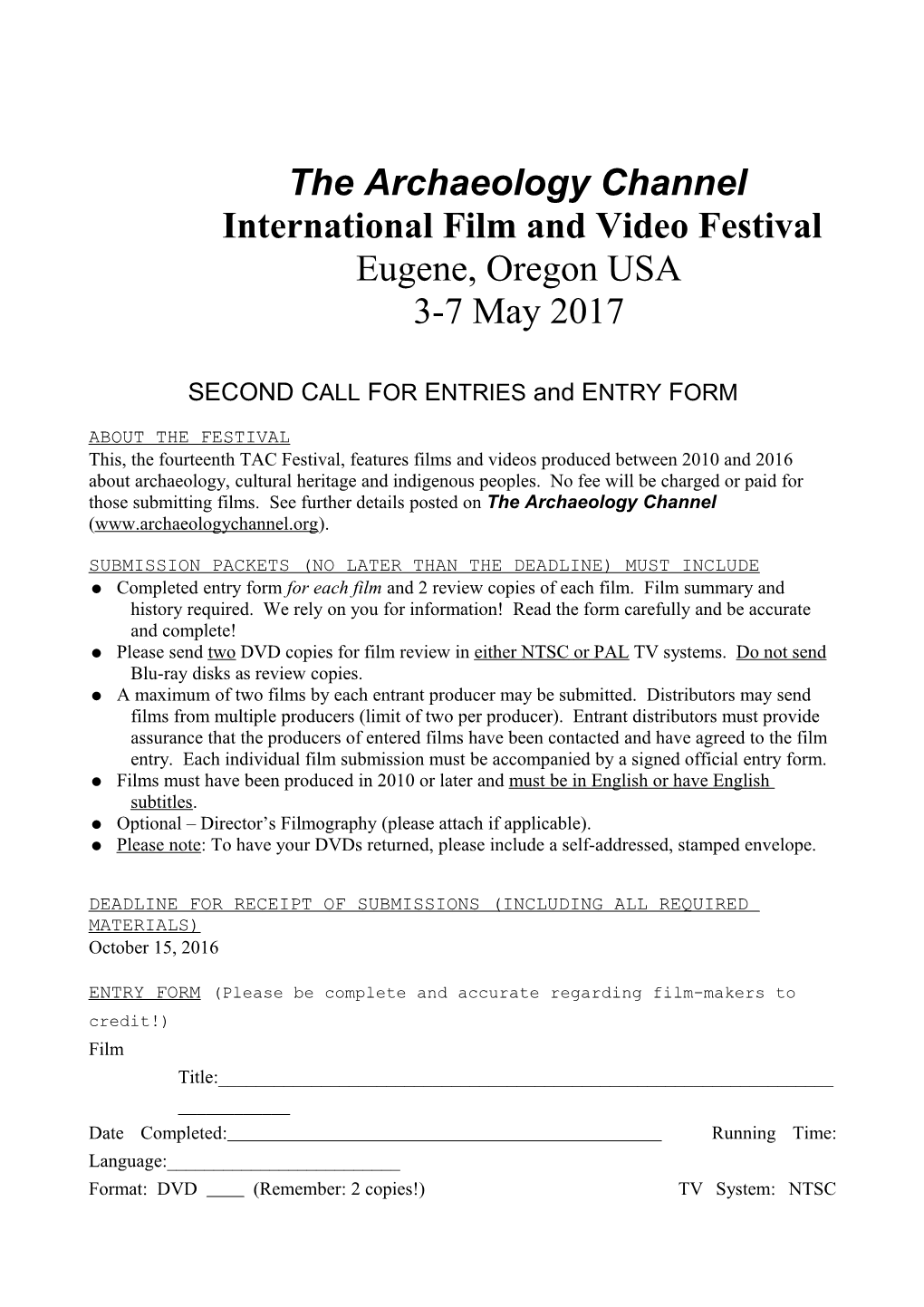 Archaeology Channel Film Festival