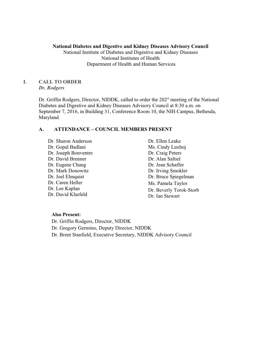 National Diabetes and Digestive and Kidney Diseases Advisory Council, September 2015