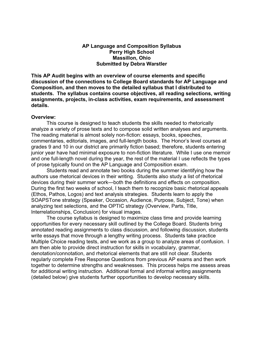 AP Language and Composition Syllabus