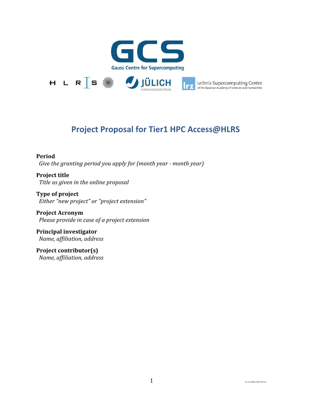 Project Proposal for Tier1 HPC Access HLRS