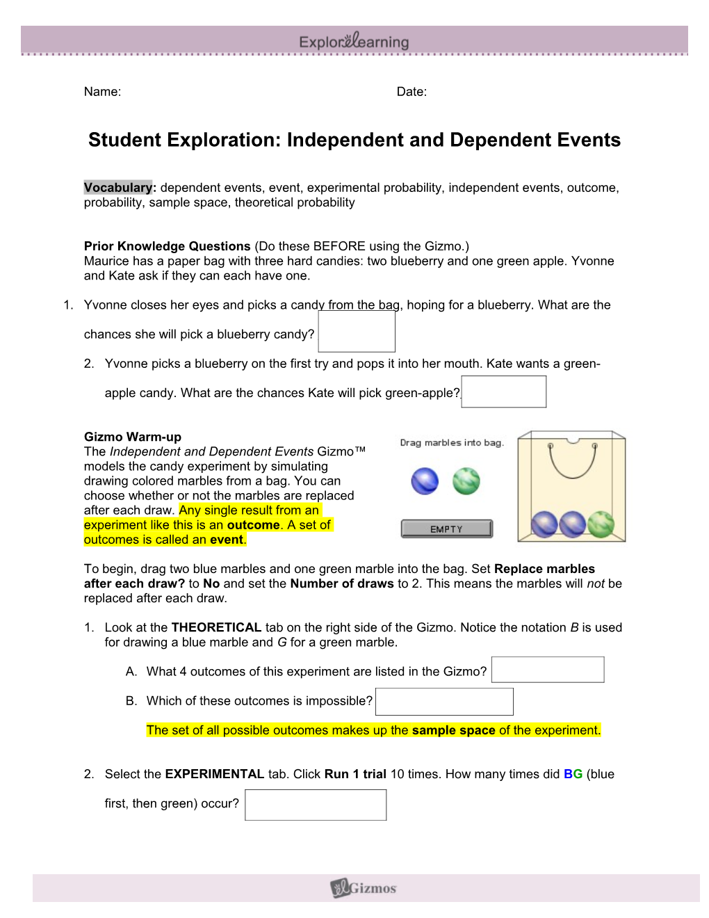 Independent And Dependent Events