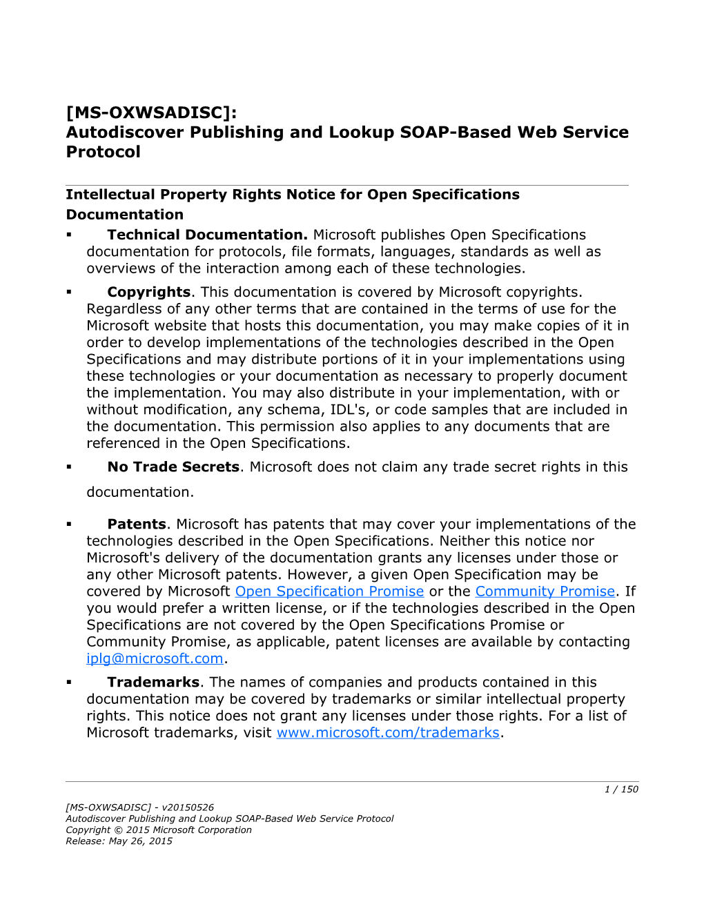 Autodiscover Publishing and Lookup SOAP-Based Web Service Protocol