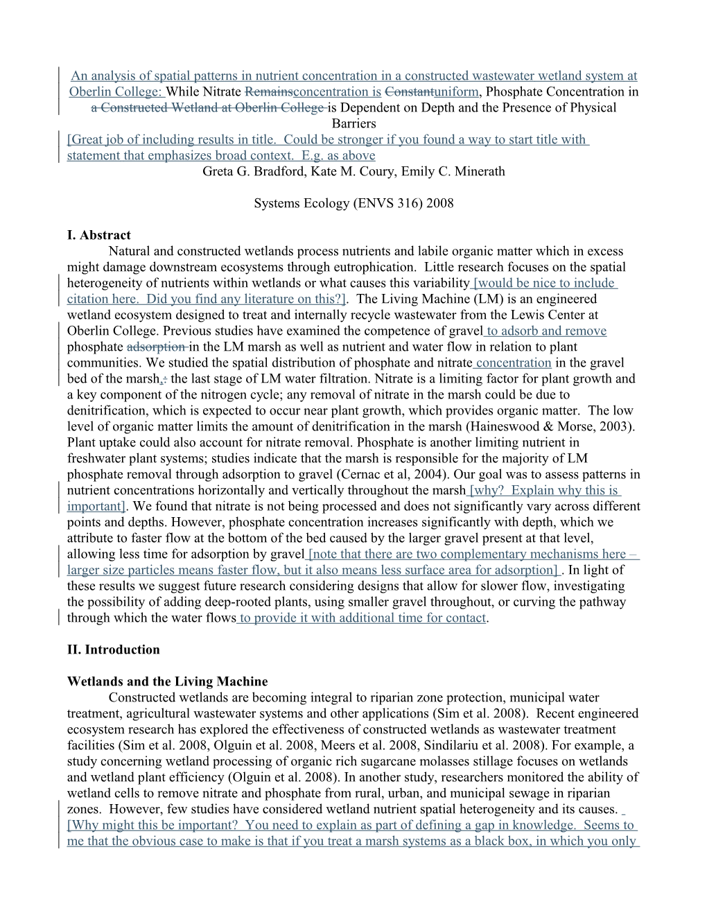 While Nitrate Remains Constant, Phosphate Concentration in a Constructed Wetland at Oberlin