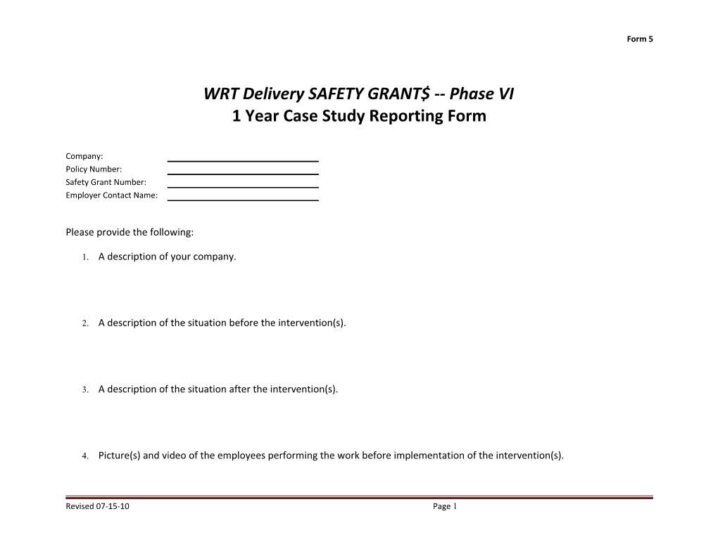 GEAR Risk Factor Measurement Form