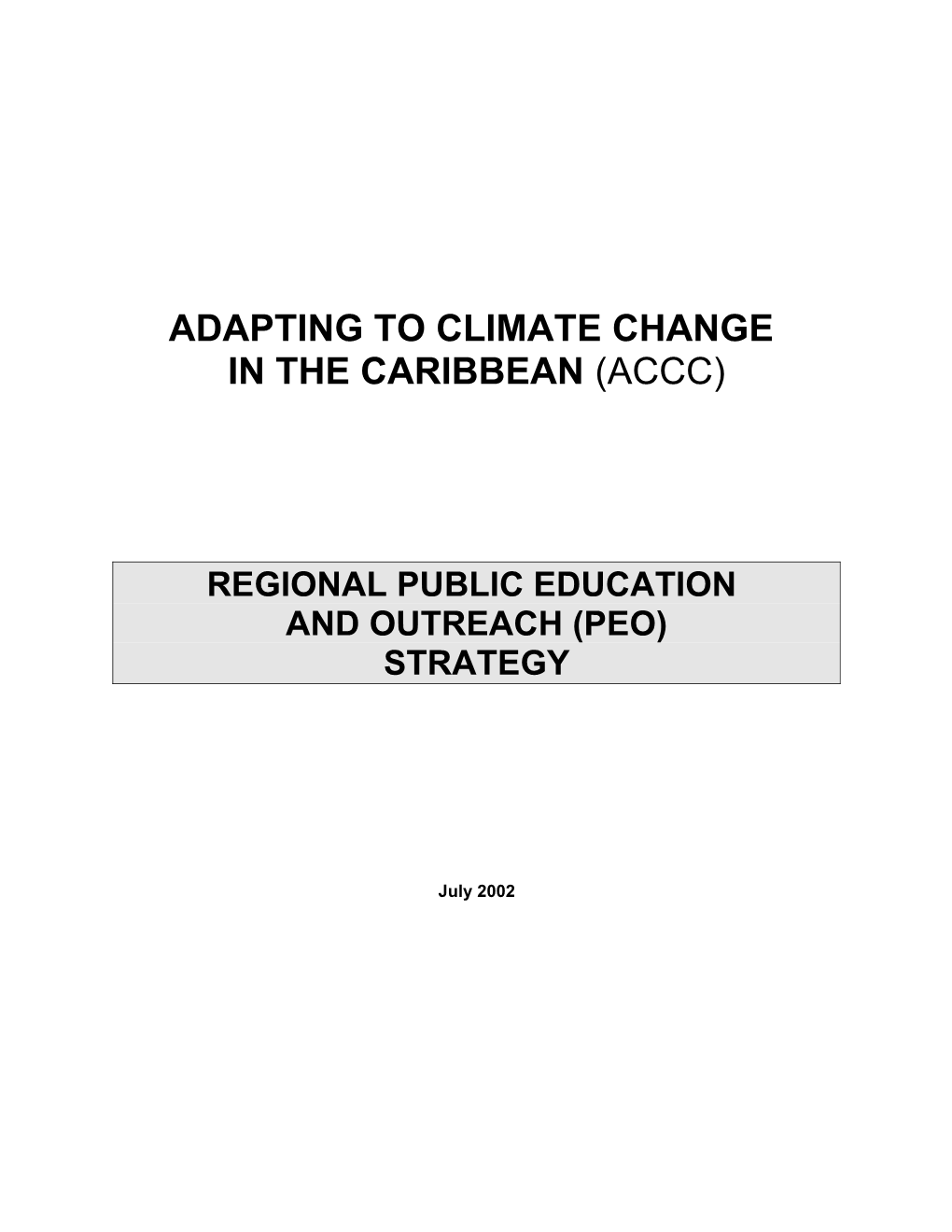 Regional PEO Strategy Prepared by the ACCC