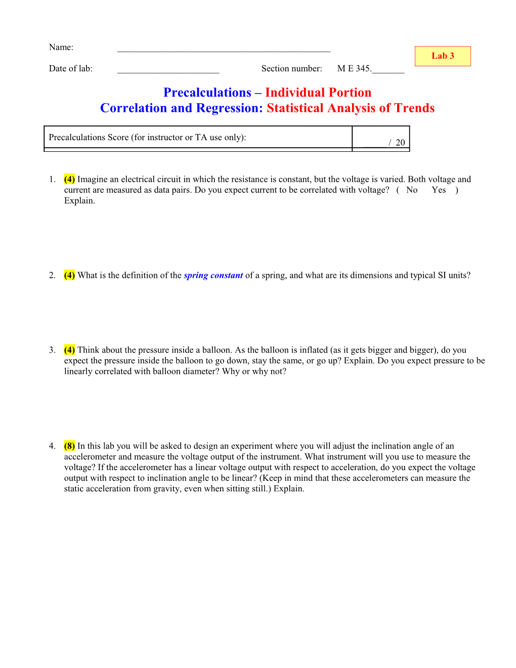 Cover Page for Precalculations Individual Portion s2