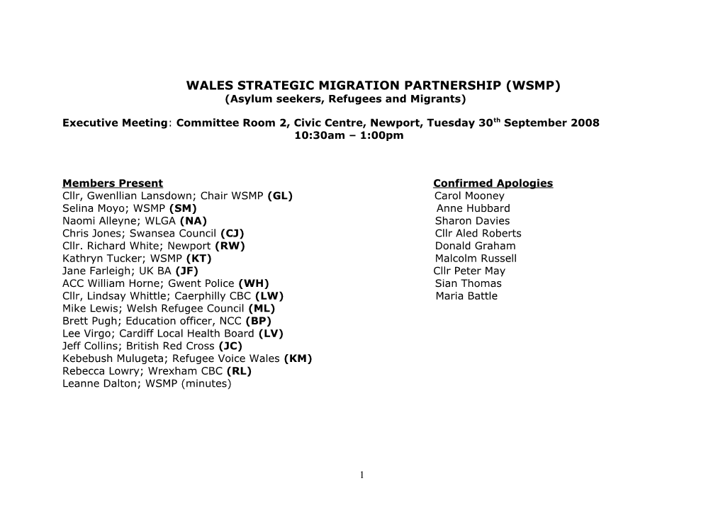 Wales Strategic Migration Partnership (Wsmp)
