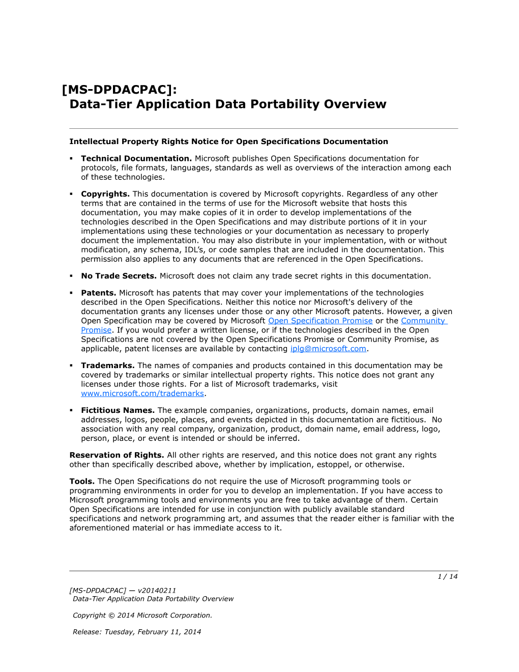 Intellectual Property Rights Notice for Open Specifications Documentation s125