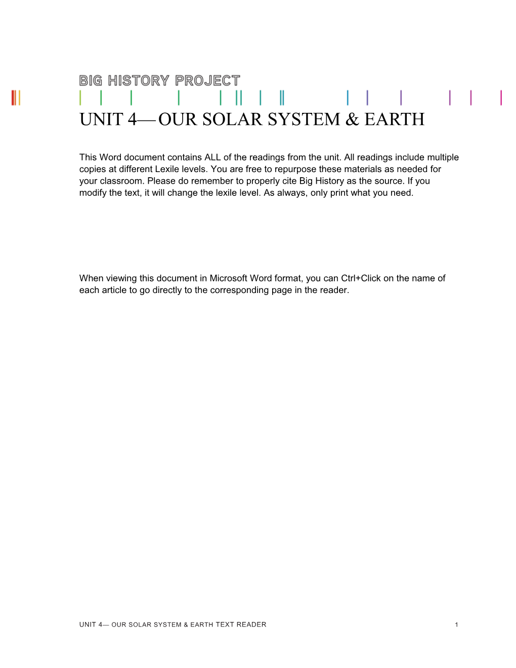 Unit 4 Our Solar System & Earth s1