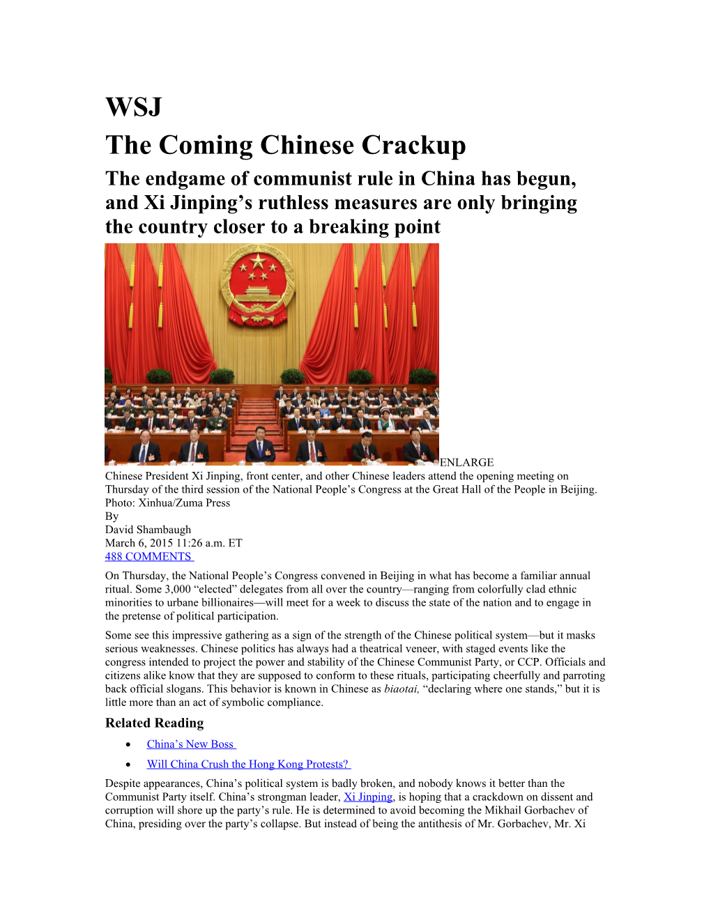 The Coming Chinese Crackup