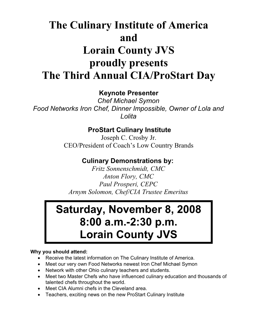 The Culinary Institute of America and Lorain County JVS