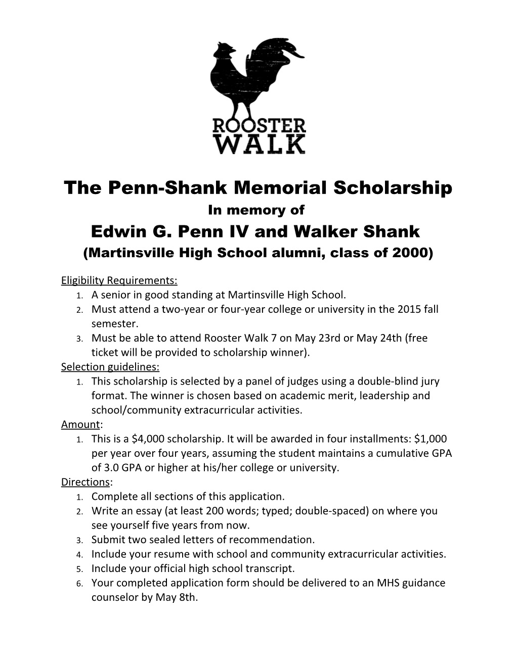 The Penn-Shank Memorial Scholarship
