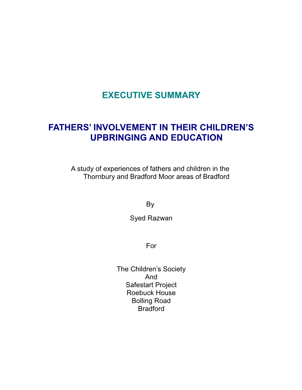 Fathers Involvement in Their Children S Upbringing and Education