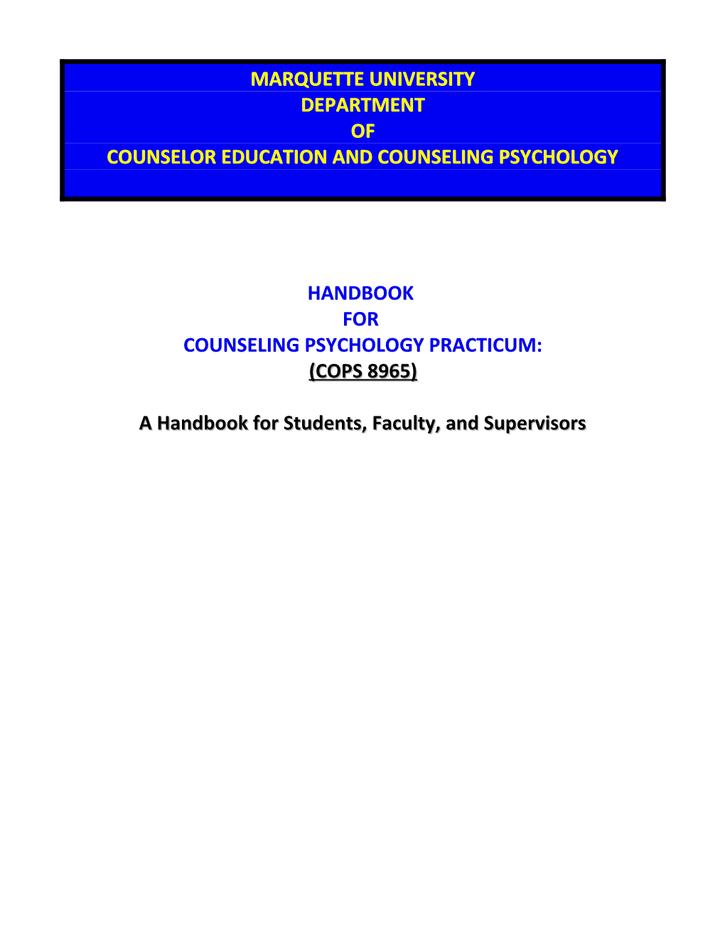 Counselor Education and Counseling Psychology
