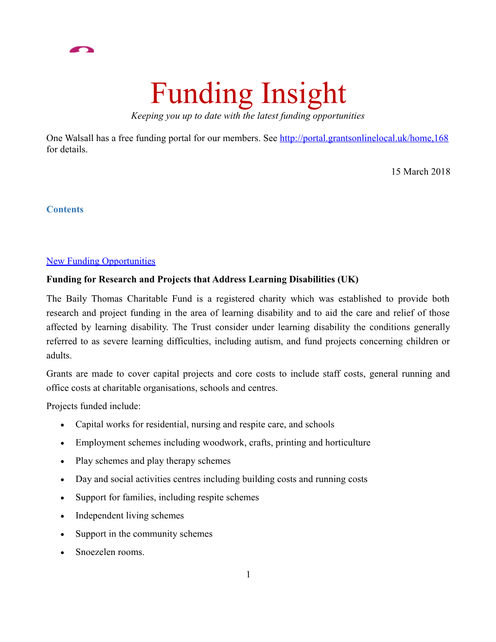 Keeping You up to Date with the Latest Funding Opportunities