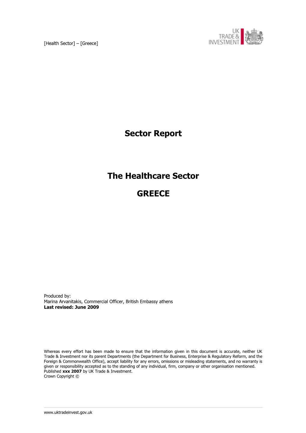 Health Sector Report Template
