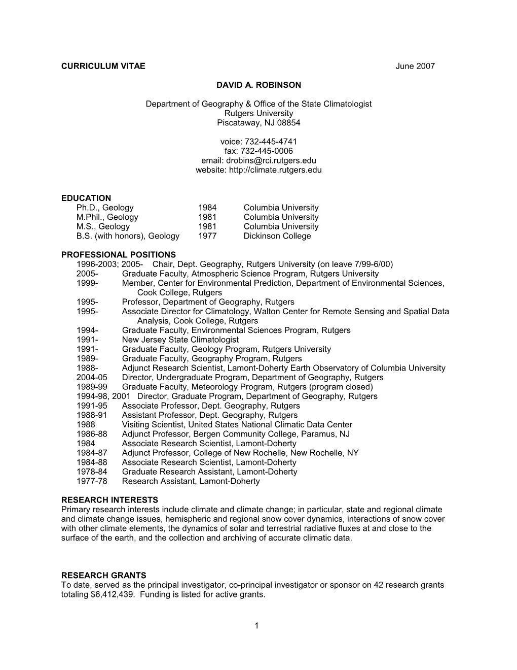 Department of Geography & Office of the State Climatologist