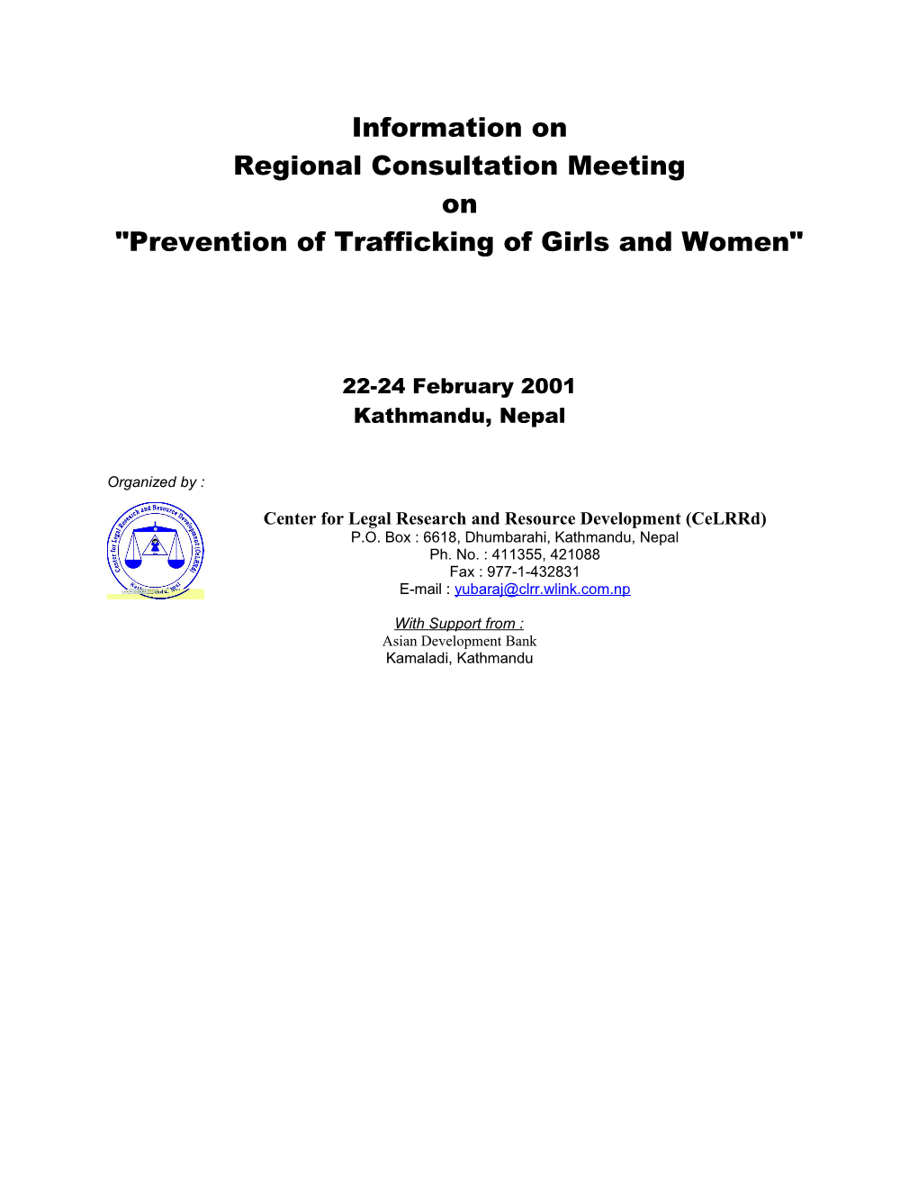 Regional Consultation Meeting On