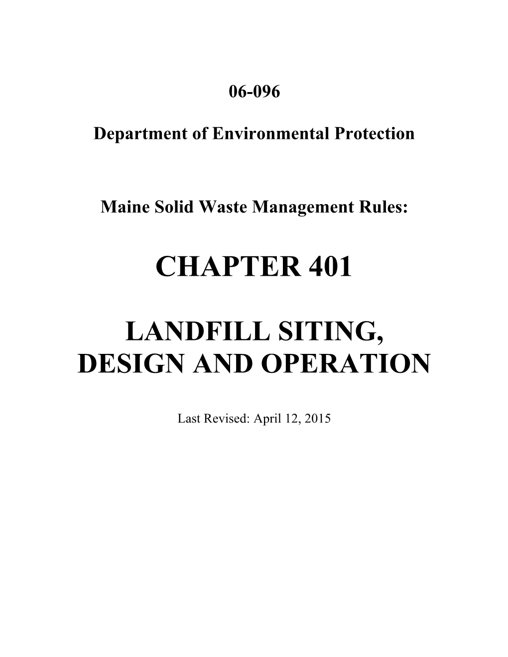 Maine Solid Waste Management Rules