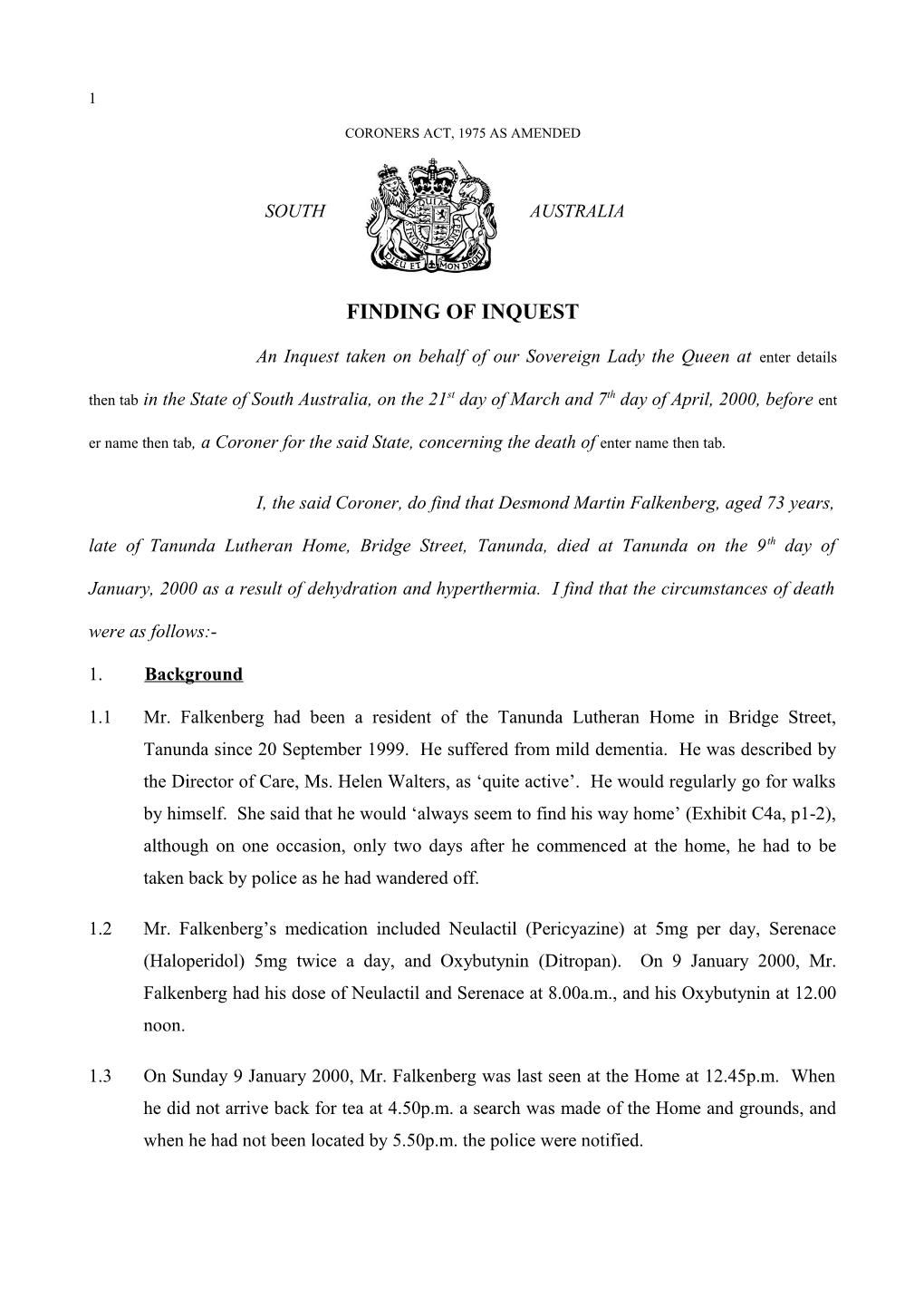 Coroners Act, 1975 As Amended s17