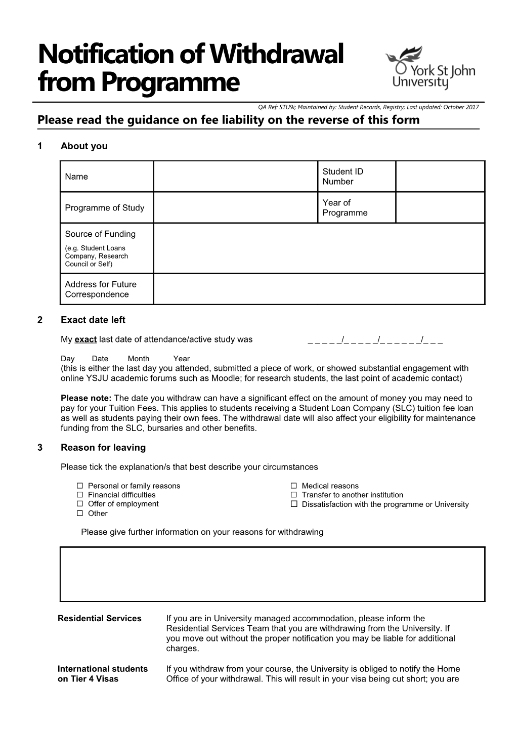 Please Read the Guidance on Fee Liability on the Reverse of This Form
