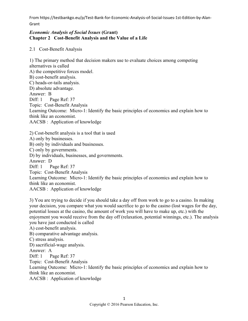 Economic Analysis of Social Issues (Grant)