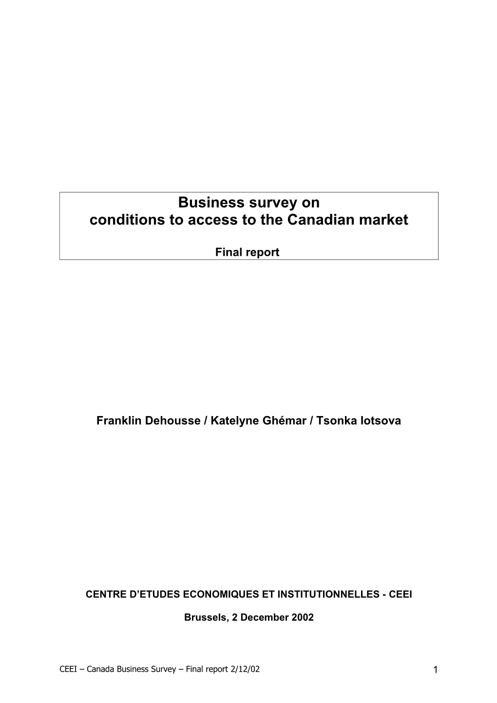 Business Survey On