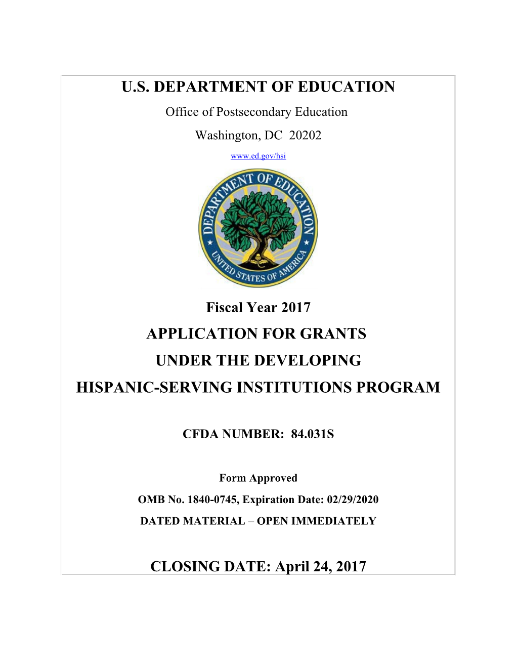 Application for Grants Under the Student Support Services Program, HEA Title IV-A