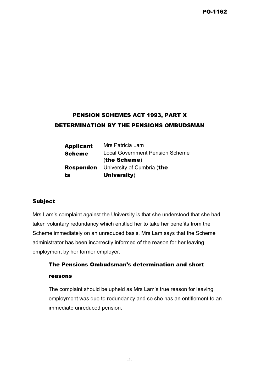 Pension Schemes Act 1993, Part X s31