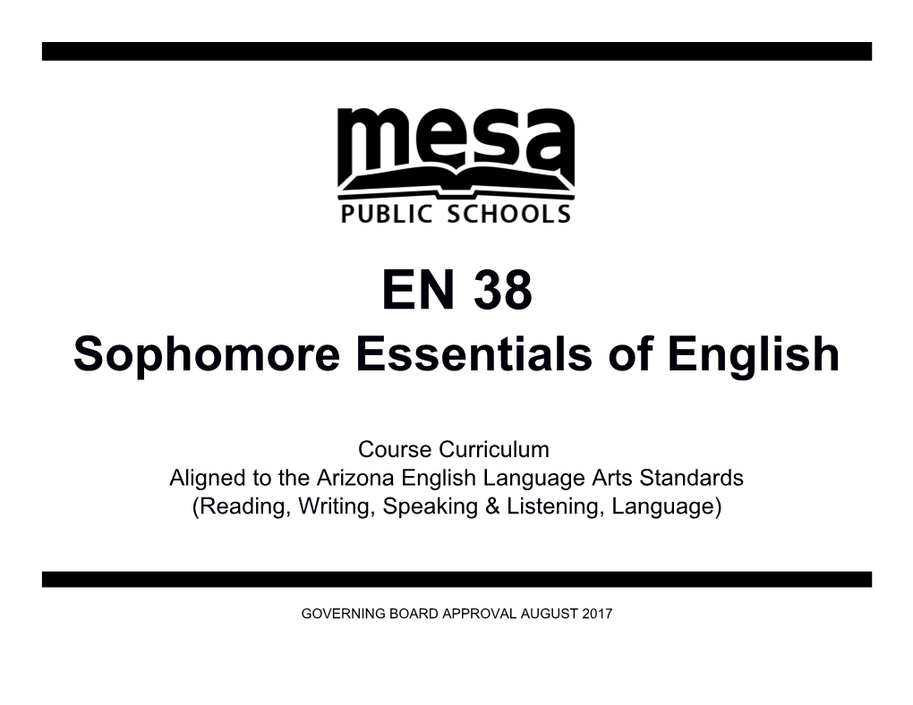 Sophomore Essentials of English