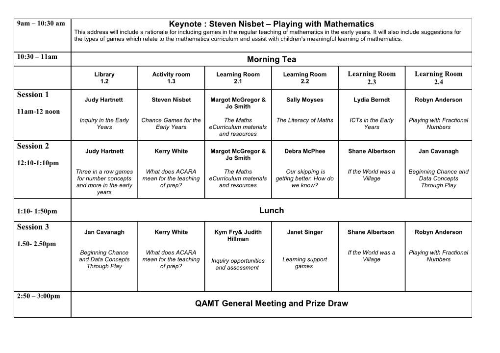 Inquiry Maths: (Judy Hartnett)