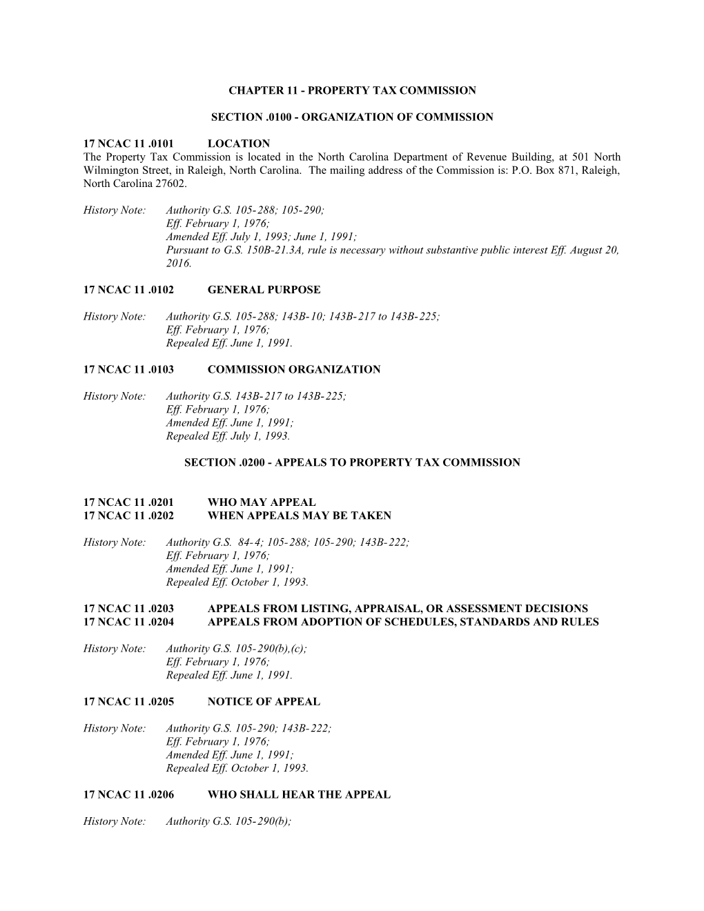 Chapter 11 Property Tax Commission