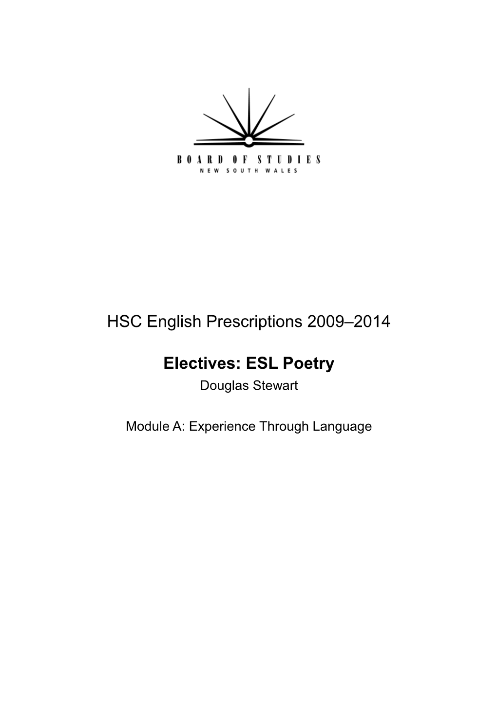 HSC English Prescriptions 2009 2014 - Electives: ESL Poetry