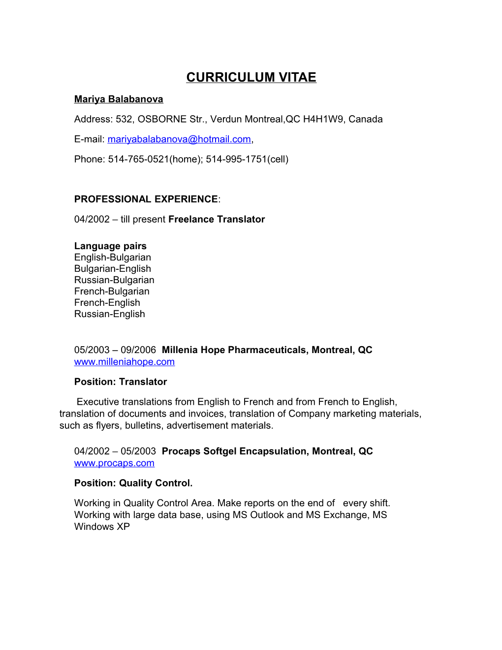 Curriculum Vitae s134