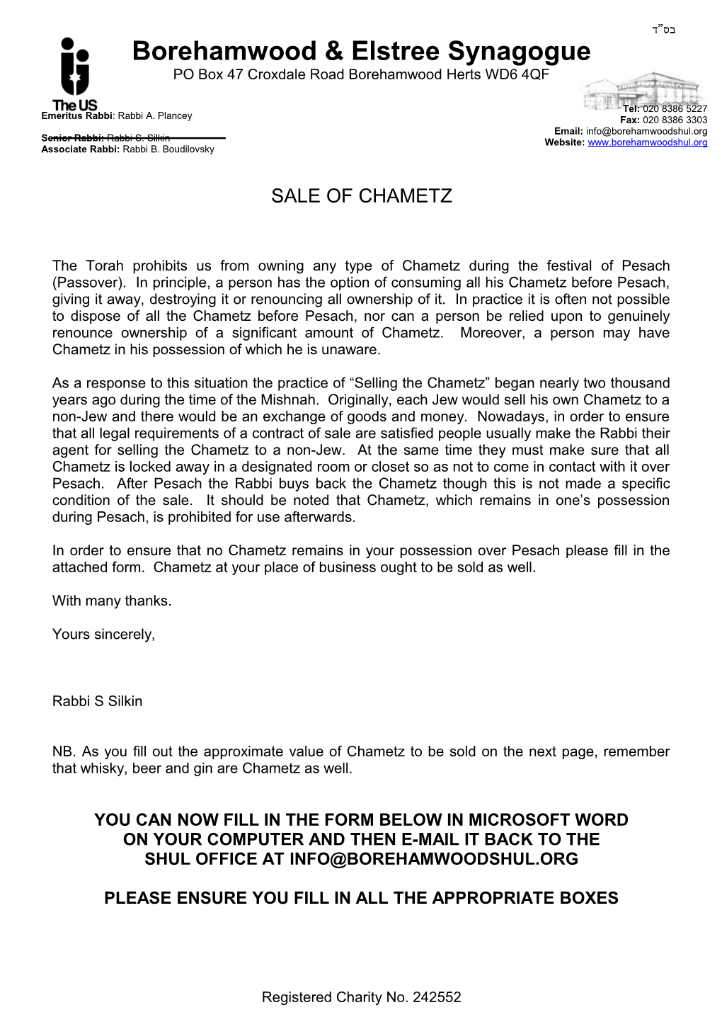 Sale of Chametz
