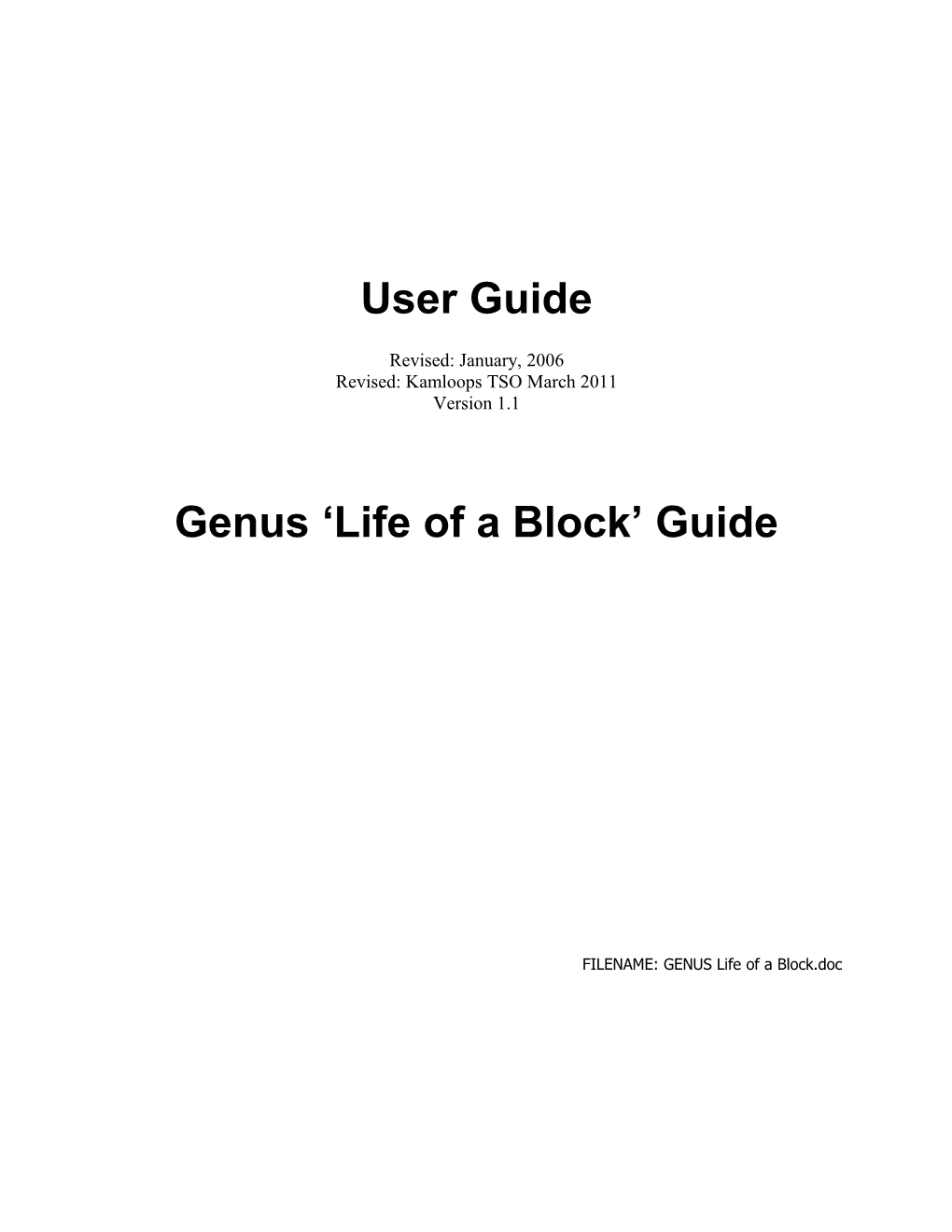 Genus Life of a Block Guide