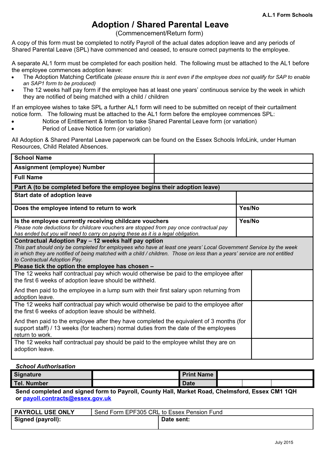 Genus Maternity/ Paternity/Adoption Leave Form