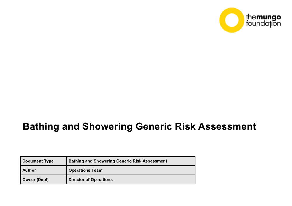Bathing and Showering Generic Risk Assessment