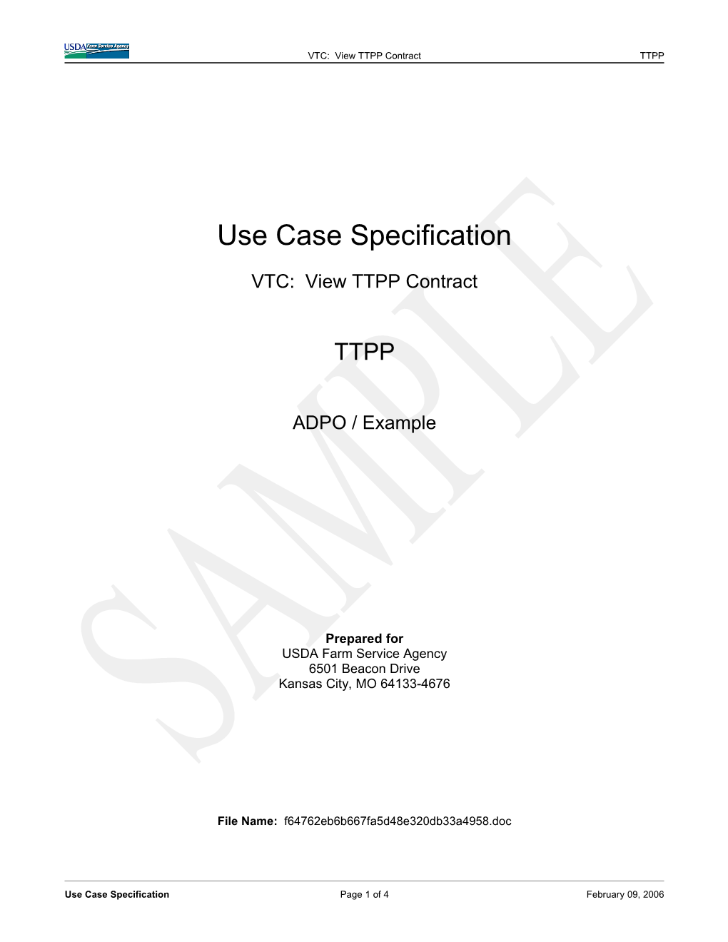 Use Case Specification s1