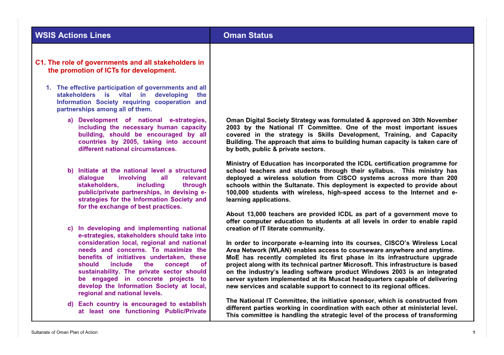 WSIS Actions Lines