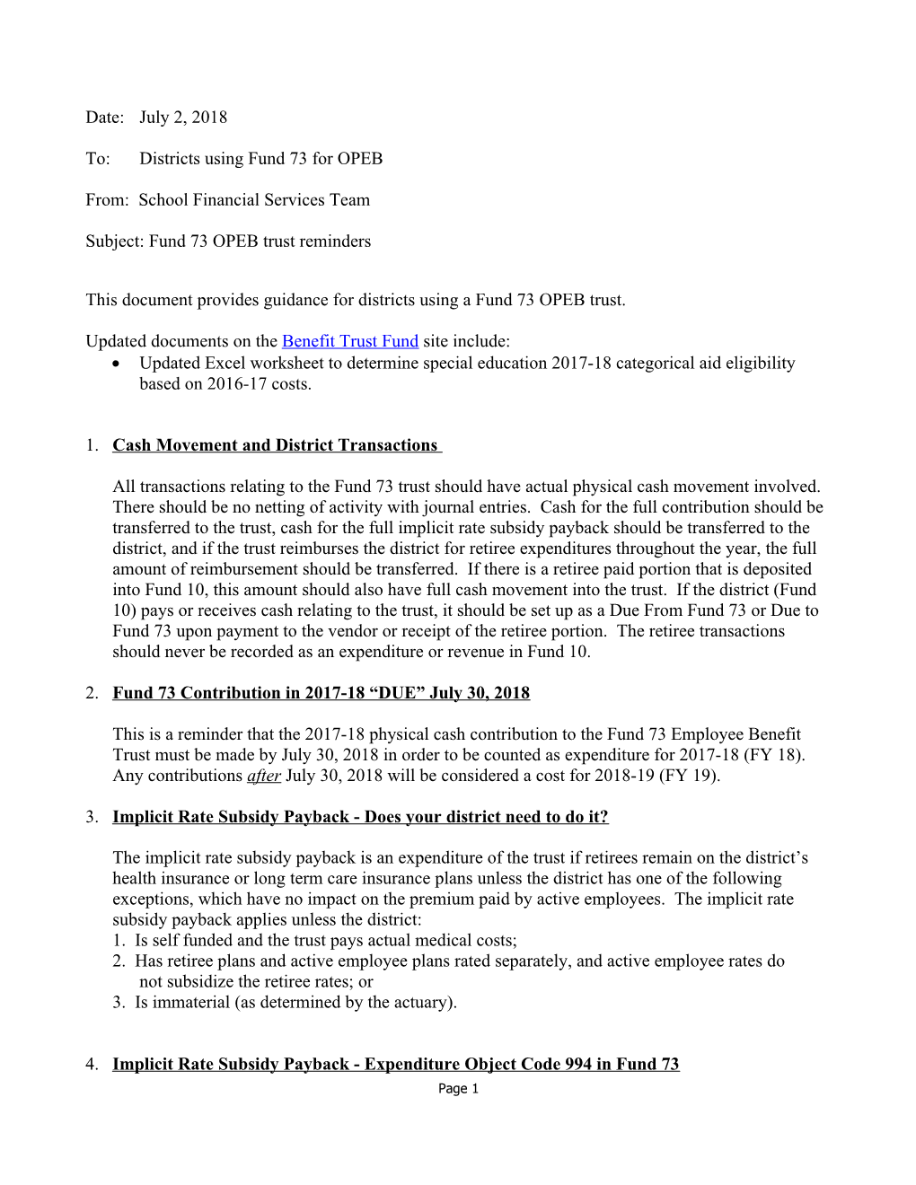 Fund 73 OPEB Update October 2013